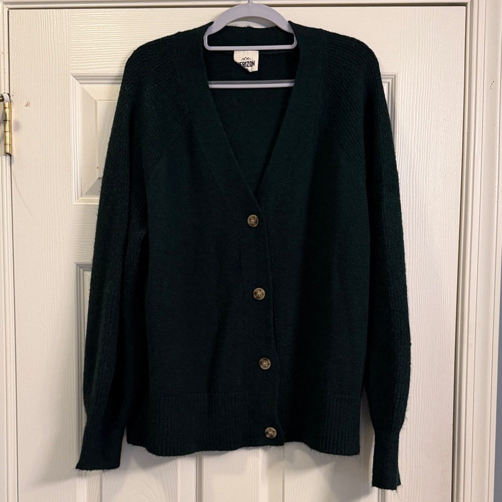 Classic Hunter Green Button-Up Cardigan